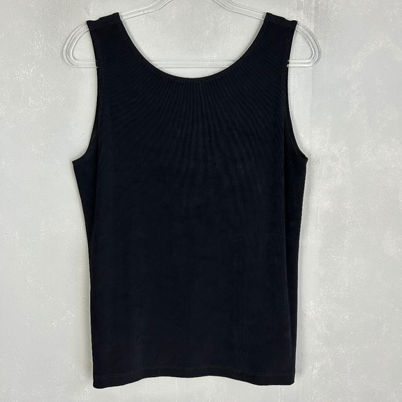 Chicos Travelers size 2 12/14 scoop neck tank black slinky stretch no iron - Picture 1 of 7